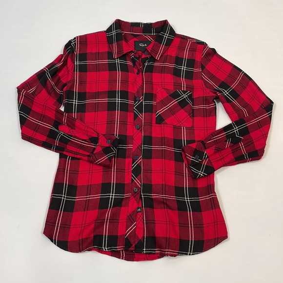 Rails Top Blouse S Casual Button-down Long Sleeve Plaid Red and Black EUC - Picture 4 of 10